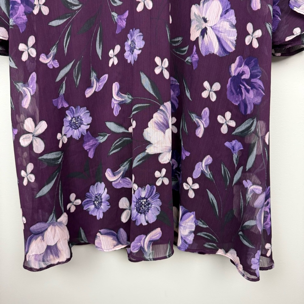 Calvin Klein Floral Print Bell Sleeve Shift Dress - Picture 6 of 10